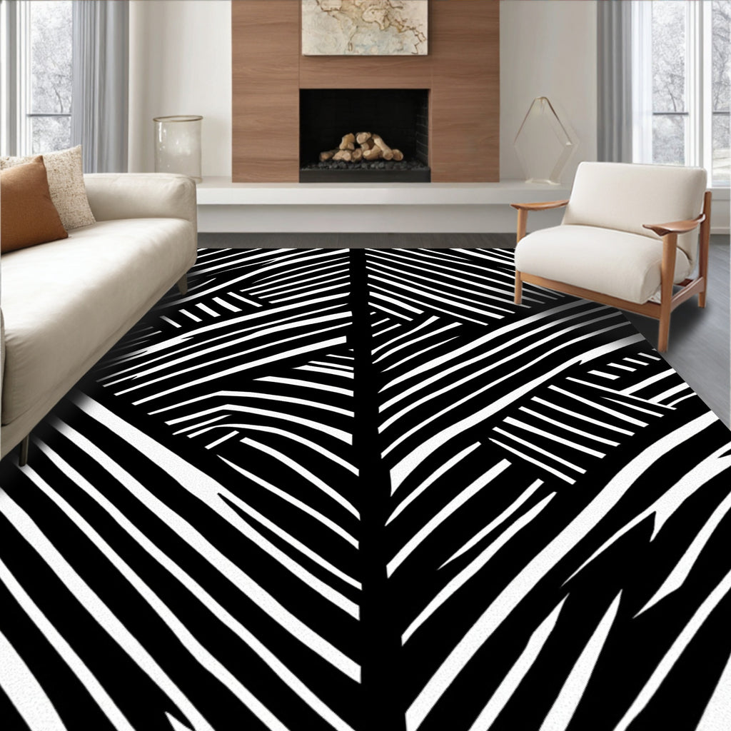 Bold Stripped Geometric Abstract Rug