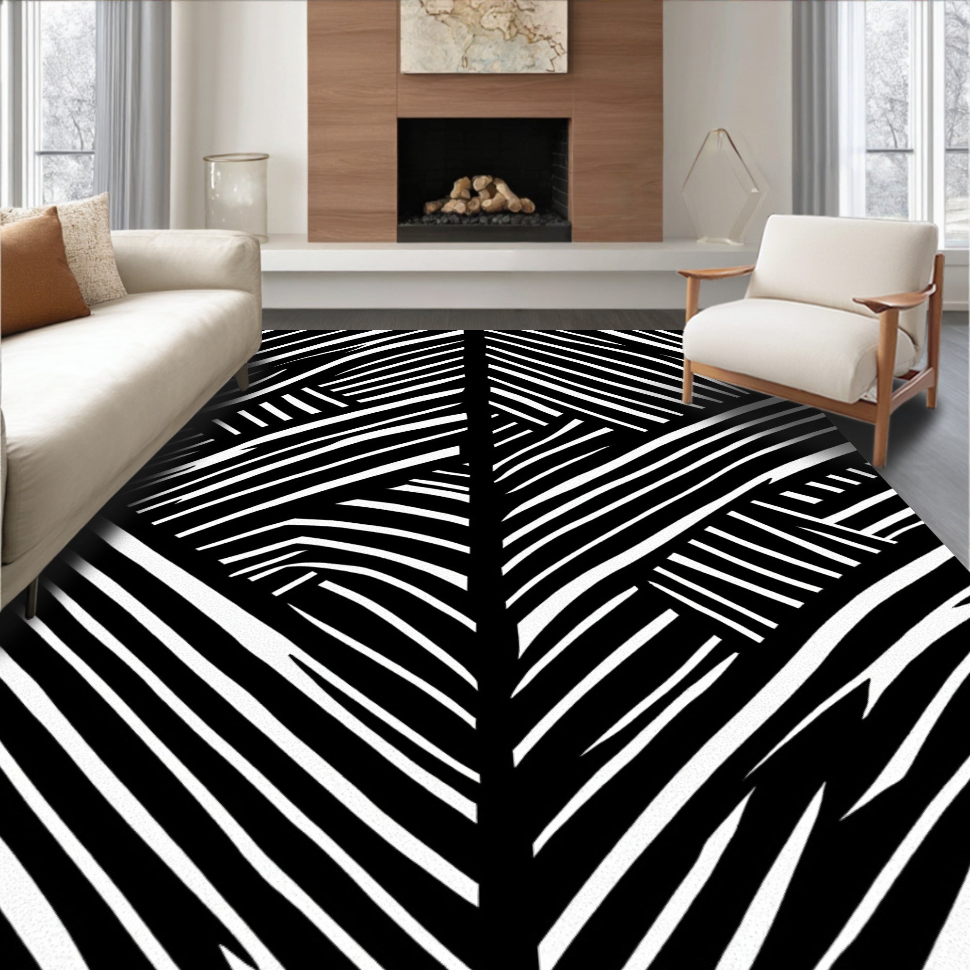 Bold Stripped Geometric Abstract Rug