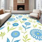 Mid-Century Blue Floral Vine Rug