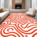 Bold Red Swirl Pattern Rug