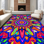 Vibrant Psychedelic Abstract Mandala Design Rug