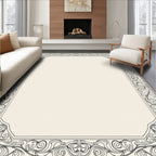 Vintage Swirl Flourish Scroll Border Rug
