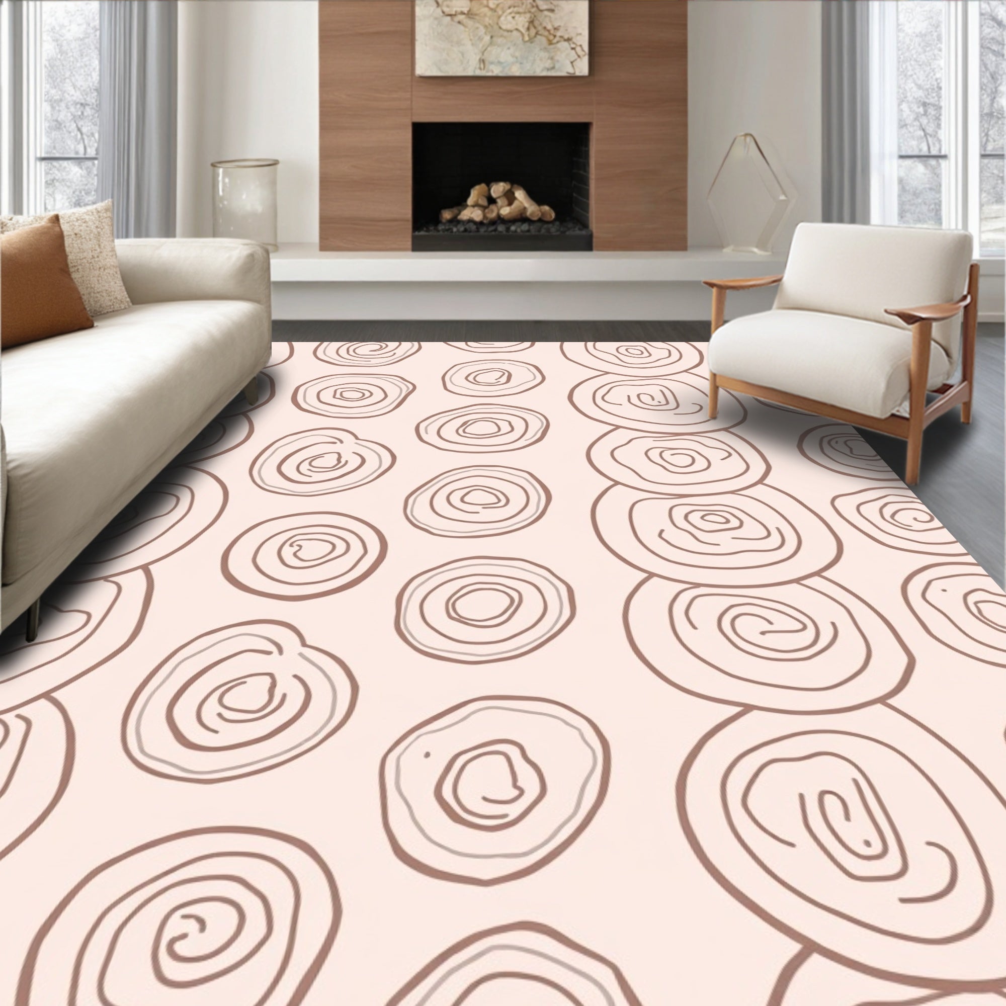 Abstract Swirl Concentric Circles Pattern Rug