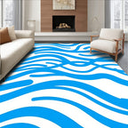 Bold Blue Wavy Stripe Pattern Rug