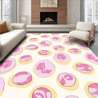 Playful Pink Floral Abstract Pattern Rug