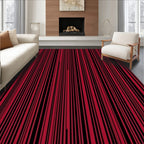 Bold Red Black Stripe Design Rug