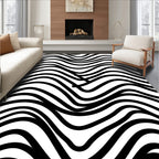 Bold Wave Patterned Monochrome Design Rug