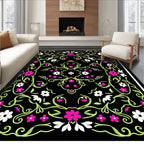 Vibrant Floral Vines Pattern Rug