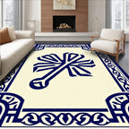 Blue Cream Abstract Floral Rug
