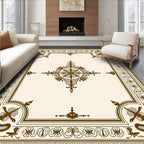 Antique Floral Border Geometric Pattern Rug