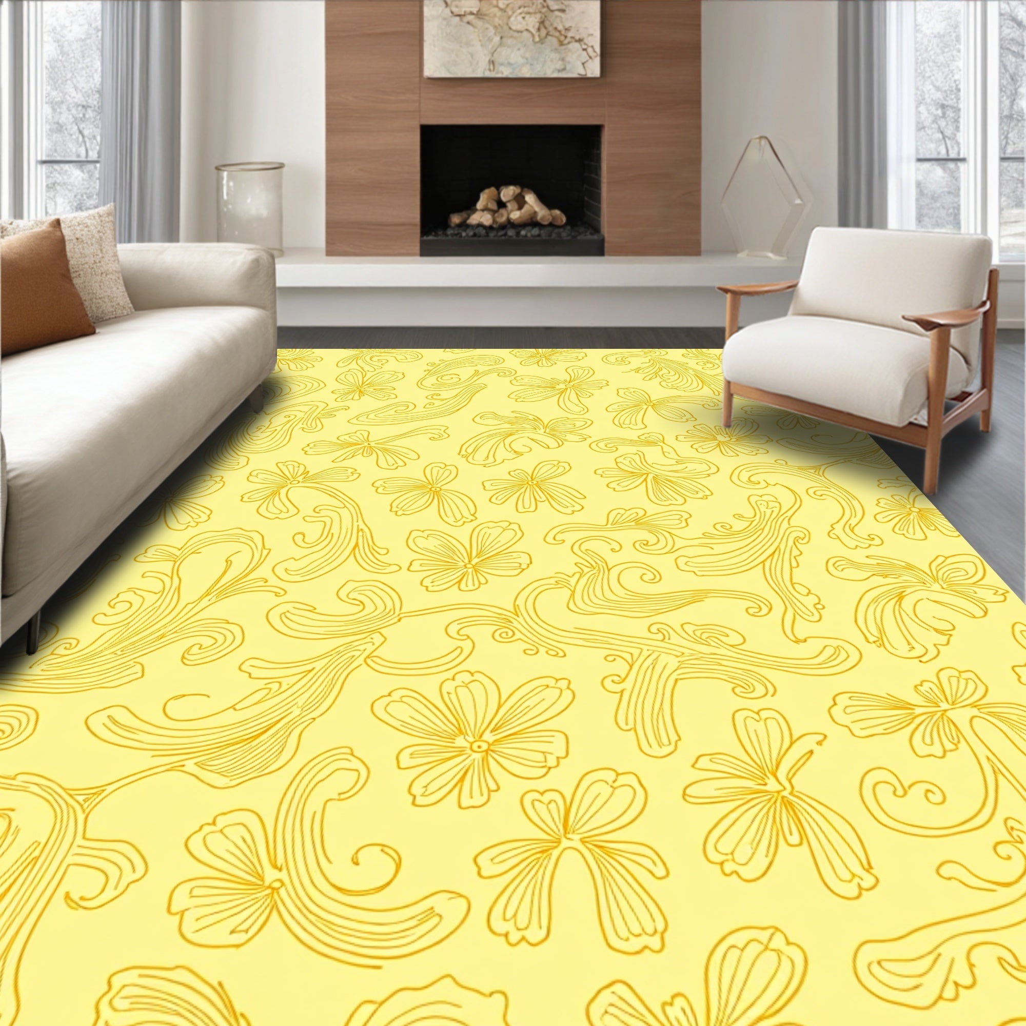 Vintage Floral Swirls Pattern Rug