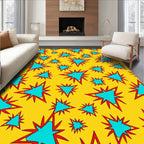 Explosion Pattern With Blue Star Shapes Rug