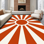 Radiant Sunburst Orange Cream Design Rug