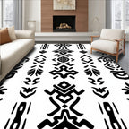 Black Geometric Tribal Pattern Rug