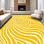 Swirling Yellow White Abstract Lines Rug