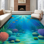 Oceanic Scene 5 Fish Coral Design Rug
