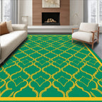 Emerald Gold Quatrefoil Pattern Rug