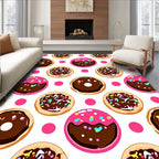 Cute Donut Pattern With Pink Dots Rug
