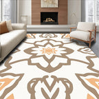 Cream Peach Neutral Organic Pattern Rug