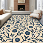 Navy Floral Vine Art Rug