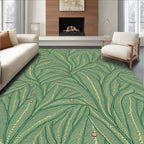 Green Leafy Branch Pattern Rug