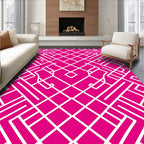Linear Geometric Pattern with White Lines Rug
