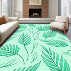 Teal Palm Leaf Pattern Design Rug