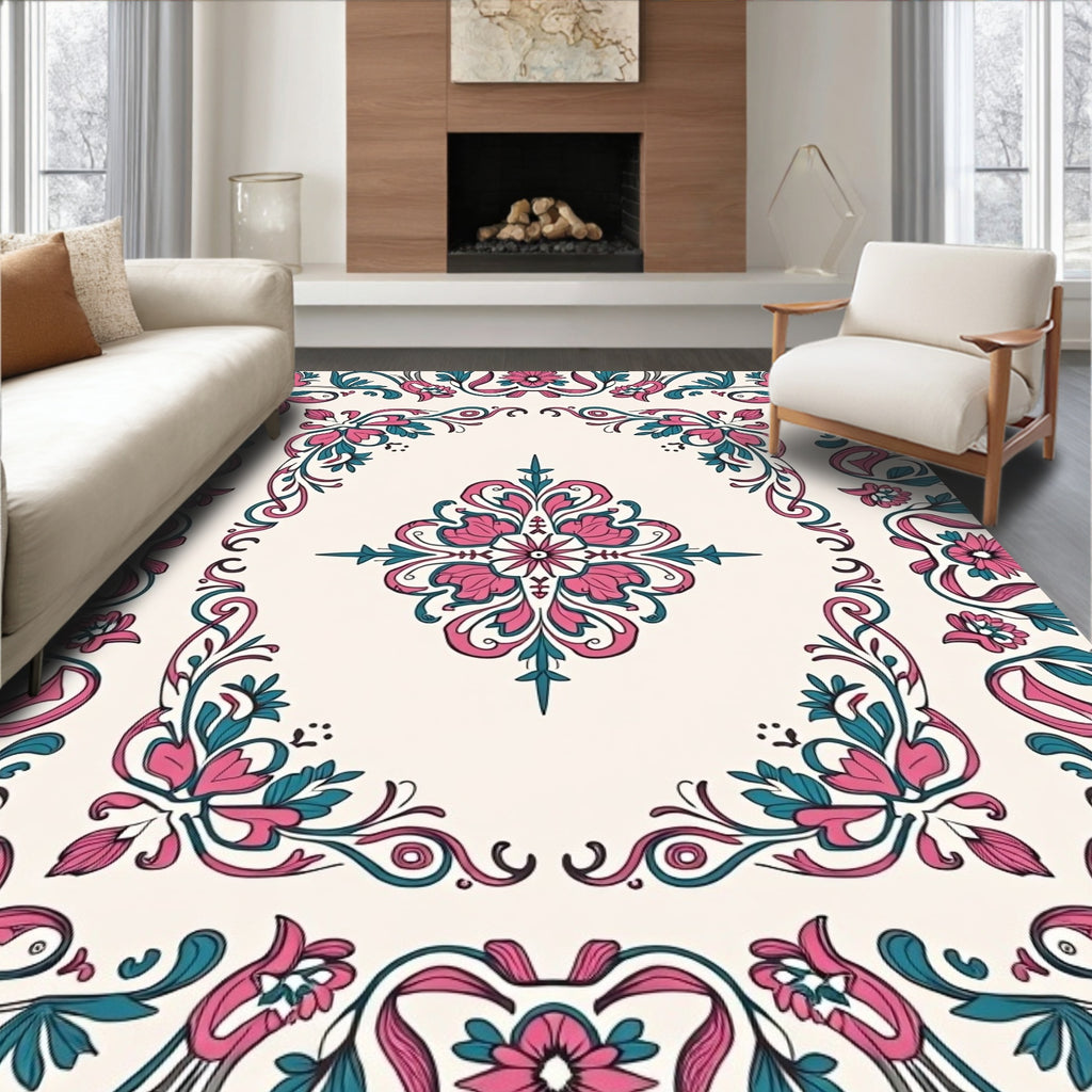 Ornate Floral Vines Pattern Rug