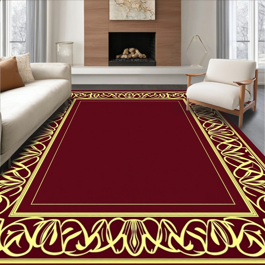 Ornate Golden Vine Frame Rug