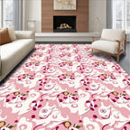 Whimsical Pink Abstract Face Pattern Rug