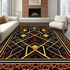 Geometric Fire Gold Art Deco Design Rug