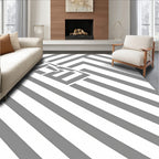 Gray Line Geometric Pattern Rug