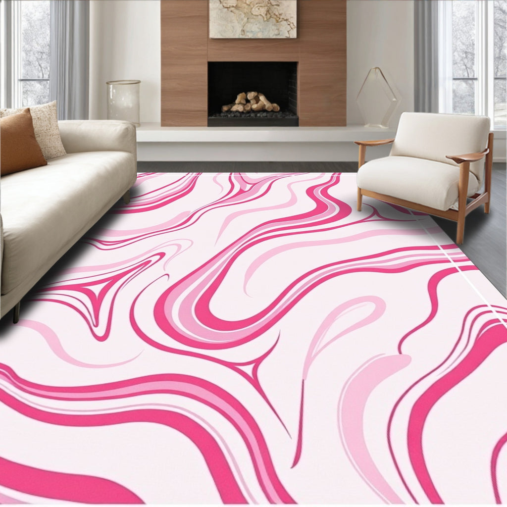 Pink Swirl Abstract Pattern Rug