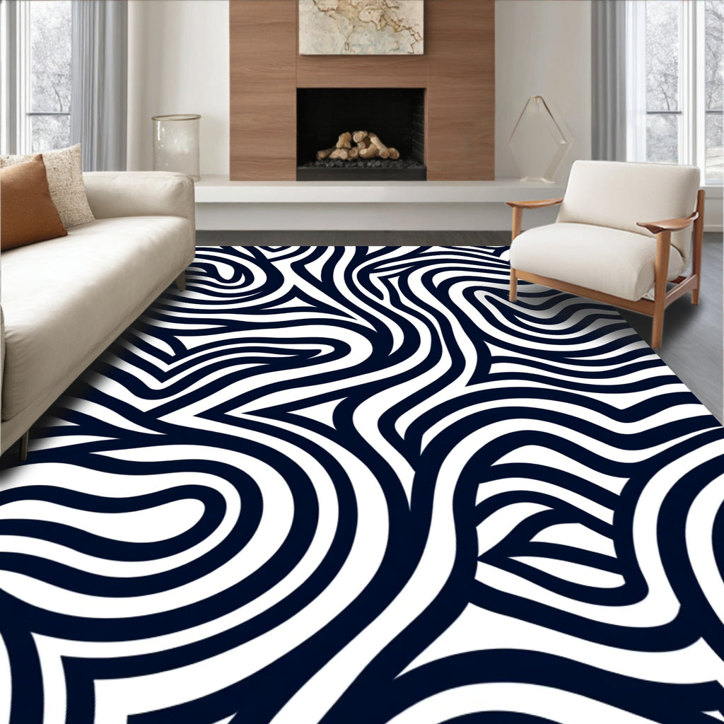 Abstract Swirling Lines Pattern Rug