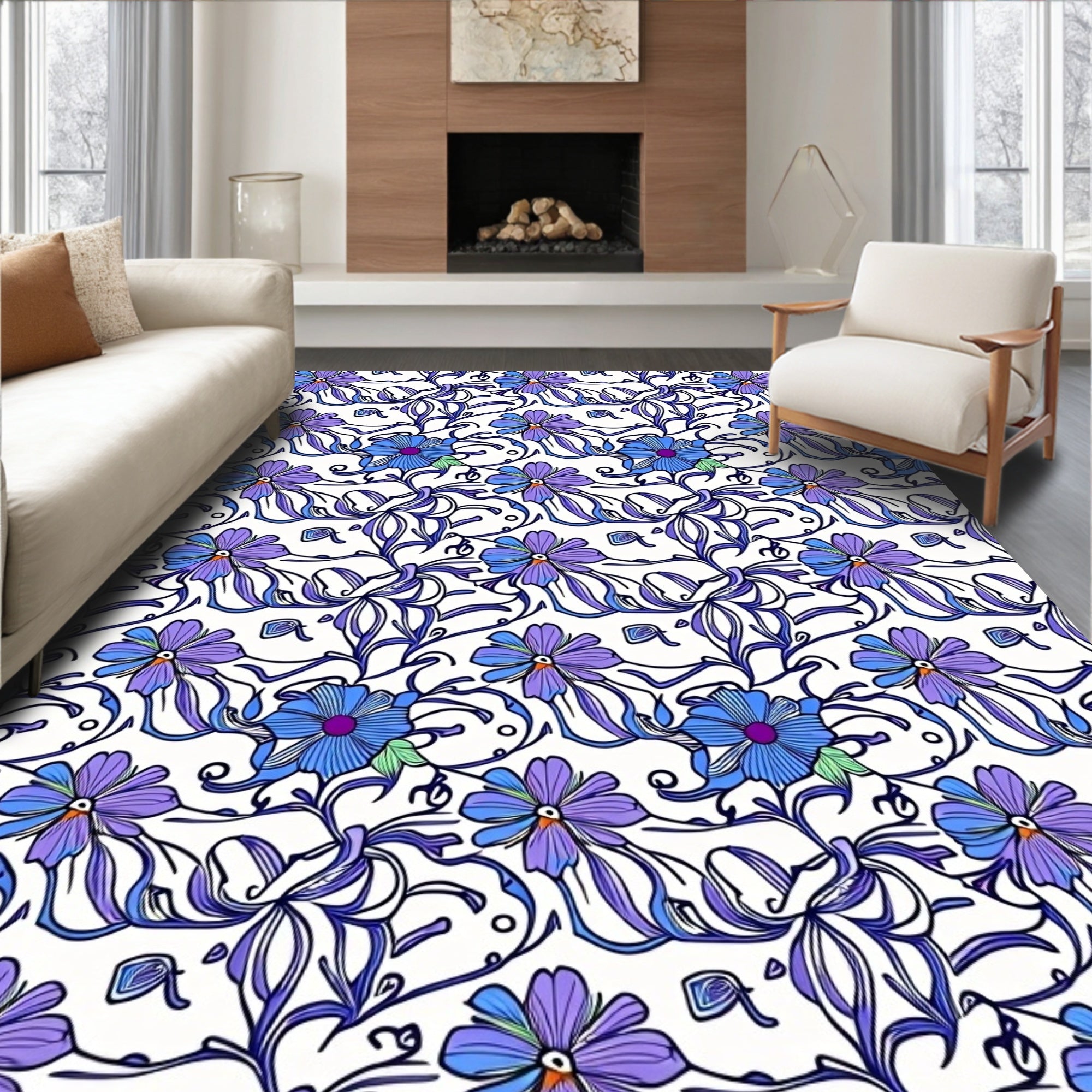 Art Nouveau Floral Pattern Rug