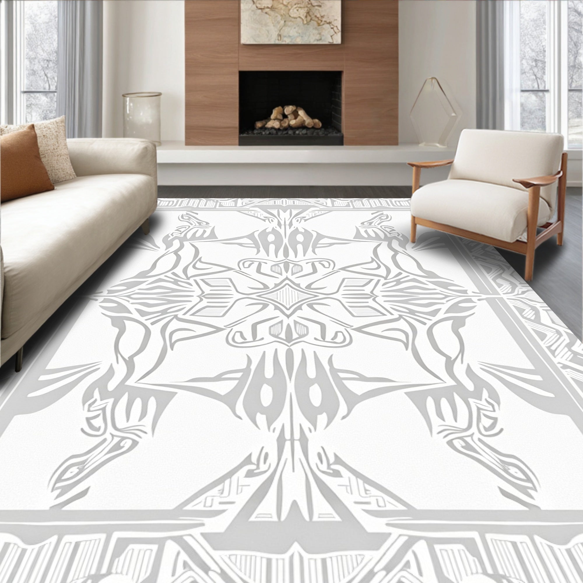 Ornate Abstract Symmetry Design Rug