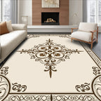 Intricate Floral Scrollwork with Borders Rug