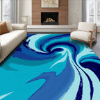 Oceanic Swirling Deep Blue Pattern Rug