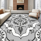 Vintage Floral Mandala Grey Pattern Rug