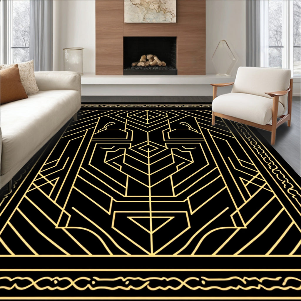 Geometric Emblem Gold Art Rug