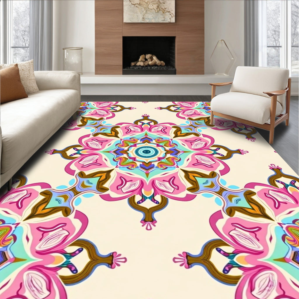 Vibrant Mandala Floral Pattern Design Rug