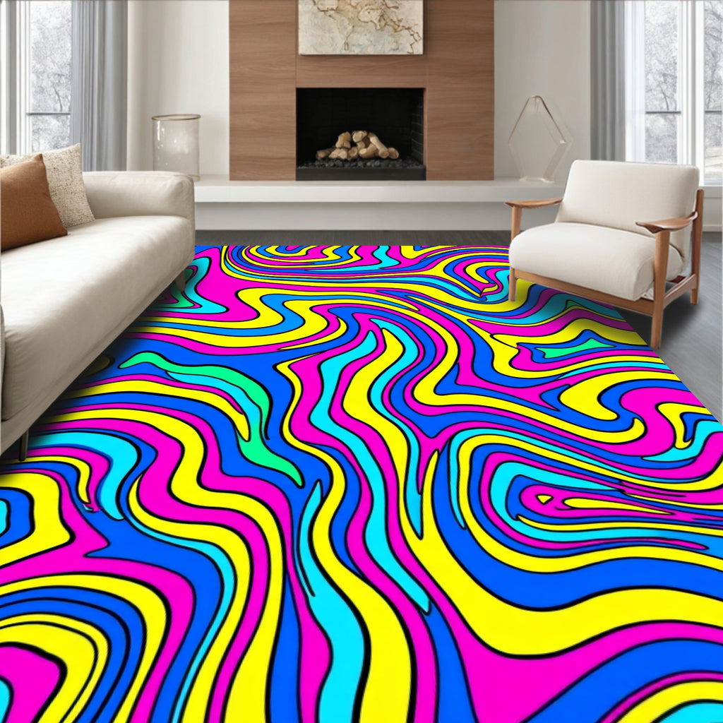 Vibrant Swirling Multi-Color Abstract Rug