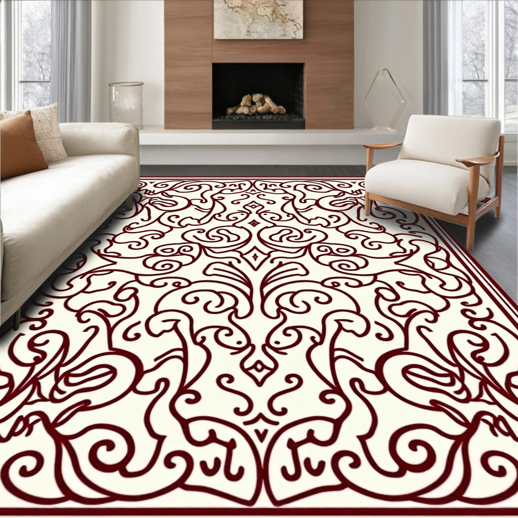 Ornate Swirls and Floral Patterns Rug