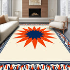 Bold Sunburst Ornate Border Design Rug