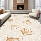 Tan Neutral Abstract Palm Frond Art Rug