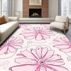 Pink Floral Outline Design Rug