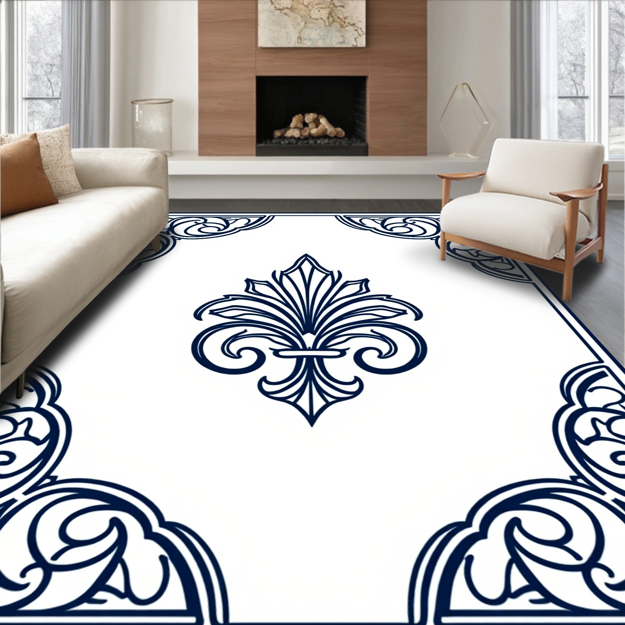 Elegant Paisley Floral Corner Design Rug