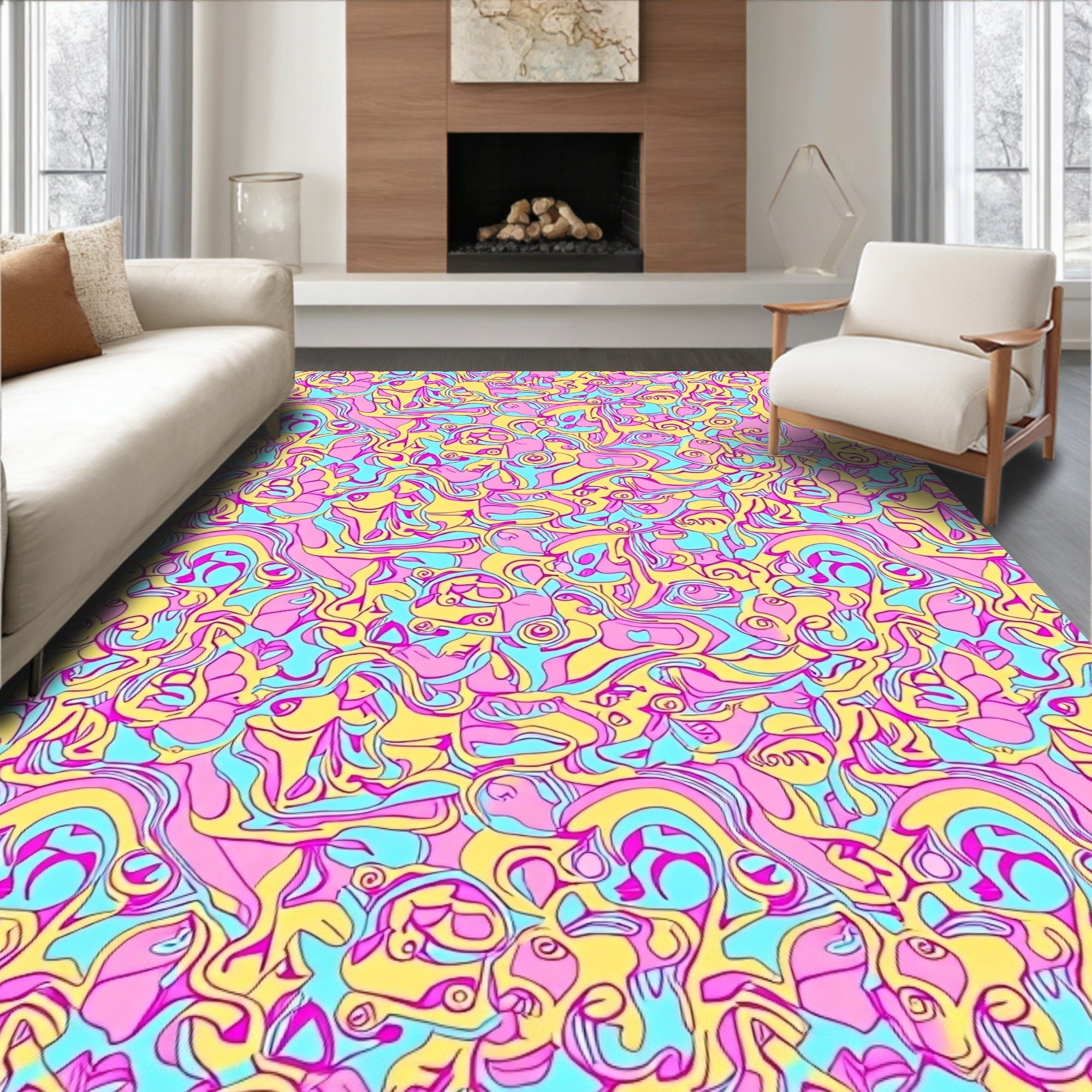 Colorful Abstract Swirls Pattern Rug