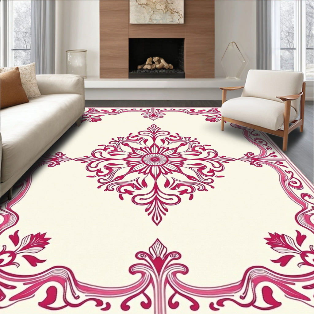 Art Nouveau Floral Border Medallion Rug