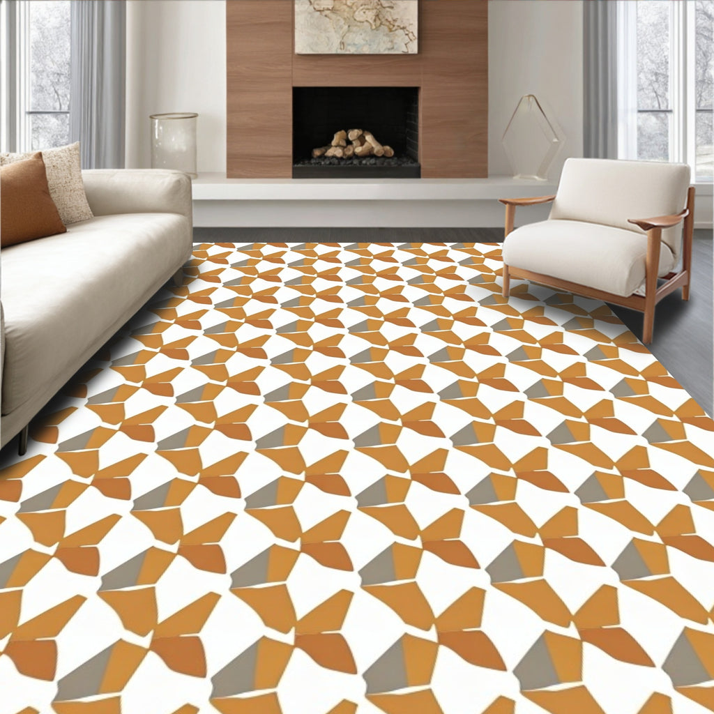 Modern Geometric Autumn Tones Pattern Rug